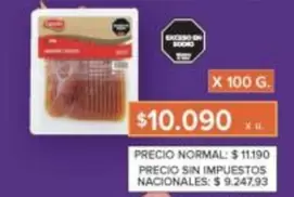 X$ - lonchas de jamón