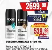Axe - DESODORANTE  x 150 ml.
