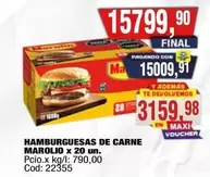 Marolio - HAMBURGUESAS DE CARNE x 20 un.