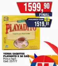Playadito - SAQUITOS PLAYADITO X 50 SAQ.