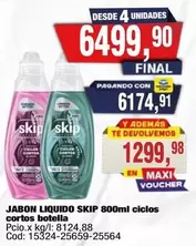 Skip - JABON LIQUIDO ciclos cortos botella