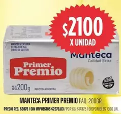 X$ - MANTECA PRIMER PREMIO