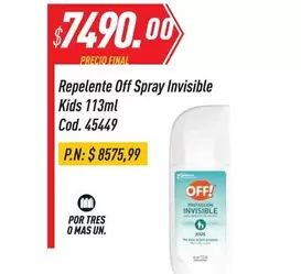 Off - Spray Invisible Kids Cod. 45449