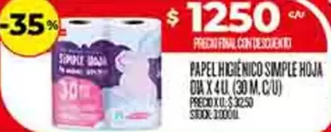 PAPEL HIGIÉNICO SIMPLE HOJA