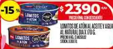 LOMITOS DE ATÚN AL ACEITE Y AQUA AL NATURAL