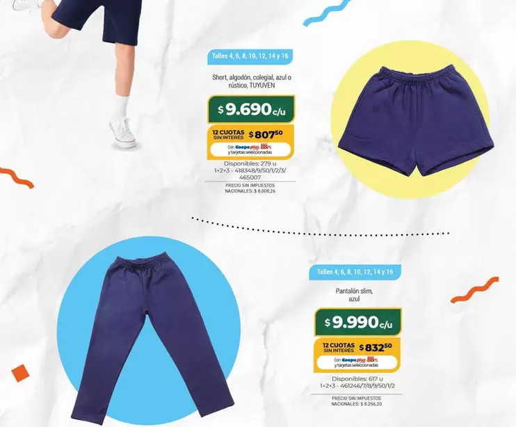 Short, Algodón, colegio, unisex