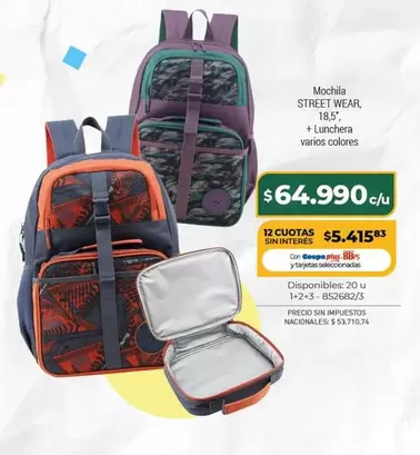 STREET WEAR Mochila + Lunchera