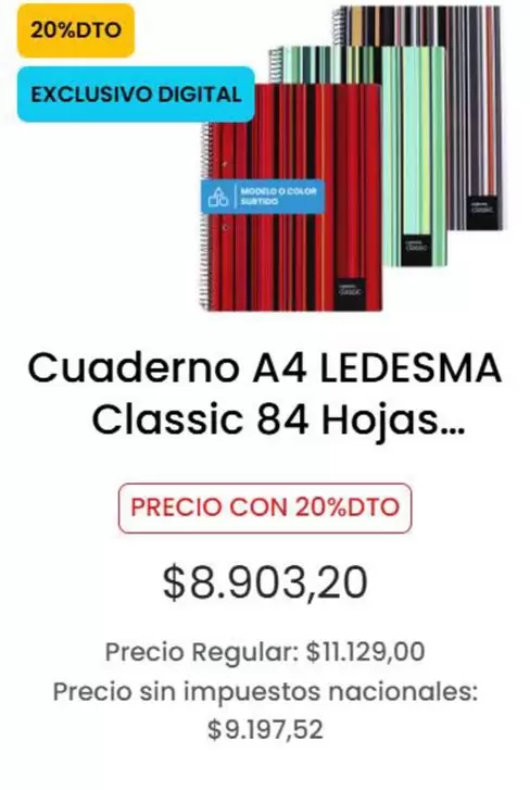 Ledesma - Cuaderno A4 Classic 84 Hojas