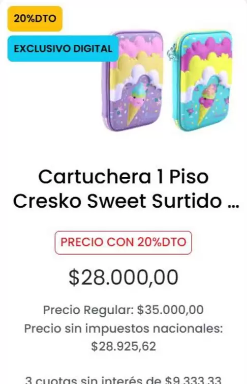 Sweet - Cartuchera 1 Piso