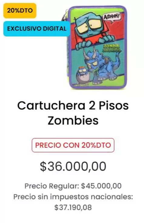 Cartuchera 2 Pisos Zombies