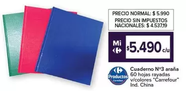 Carrefour - Cuaderno N°3 araña