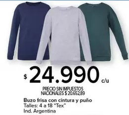 Buzo frisa con cintura y puño