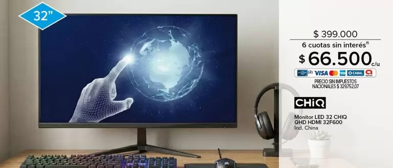 32 - Monitor LED  CHIQ QHD HDMI P600