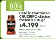 X$ - Café instantáneo CRUZEIRO clásico