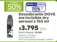 Dove - Desodorante me invisible dry aerosol x 150 ml