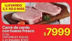Carré de cerdo con hueso fresco