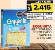 Exquisita - BIZCOCHUELO FORTIFICADO VAINILLA