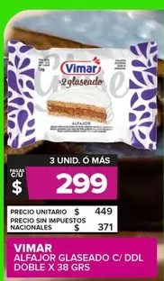 Vimar - ALFAJOR GLASEADO C/DDL DOBLE X 38 GRS