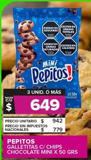 Pepitos - GALLETITAS C/ CHIPS CHOCOLATE MINI X 50 GRS