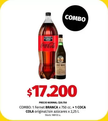 Coca cola - Fernet BRANCA x 750 cc. + COCA COLA