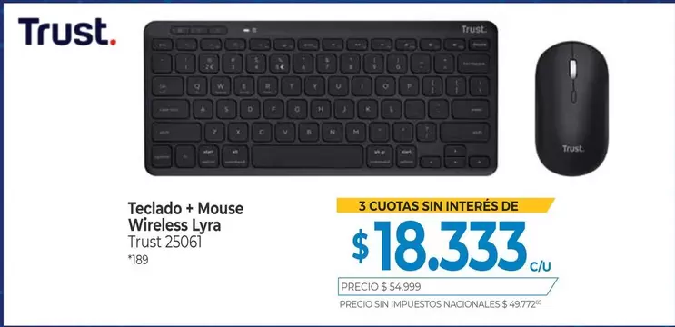 42 - Teclado + Mouse Wireless Lyra Trust 25061