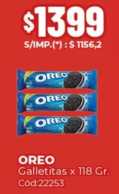 Oreo - Galletitas x 118 Gr. Cód:22253