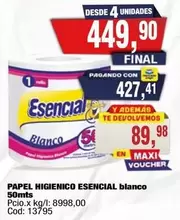 Esencial - PAPEL HIGIENICO ESENCIAL blanco
