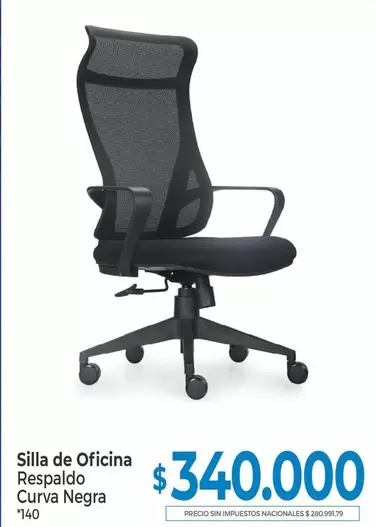 Silla de Oficina Respaldo Curva Negra