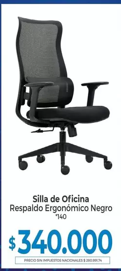 Negro - Silla de Oficina Respaldo Ergonómico