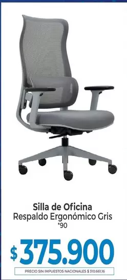Silla de Oficina Respaldo Ergonómico Gris