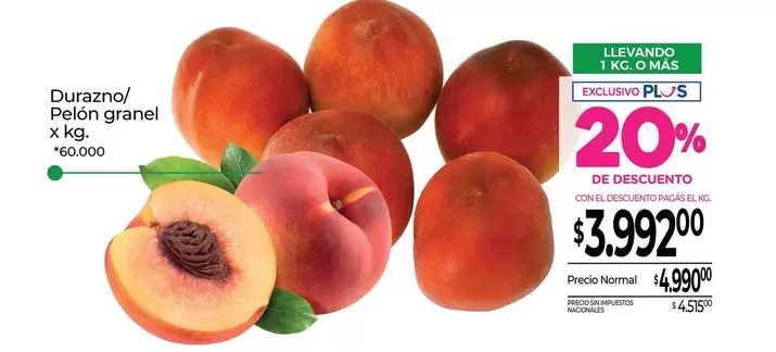 X$ - Durazno/ Pelón granel