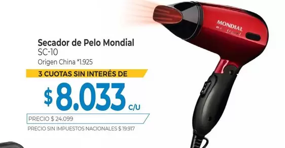 Mondial - Secador de Pelo SC-10
