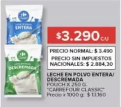 Carrefour - LECHE EN POLVO ENTERA/ DESCREMADA