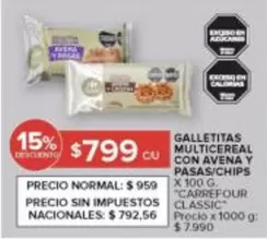 Carrefour - GALLETITAS MULTICEREAL CON AVENA Y PASAS/CHIPS