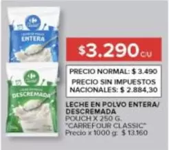 Carrefour - LECHE EN POLVO ENTERA/ DESCREMADA