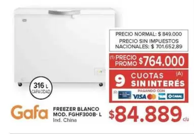 Gafa - FREEZER BLANCO MOD. FGHF300B-L