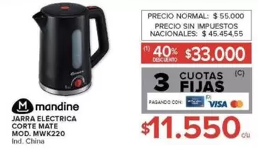 Mandine - JARRA ELECTRICA CORTE MATE MOD. MWK220