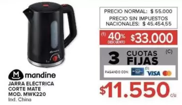Mandine - JARRA ELECTRICA CORTE MATE MOD. MWK220