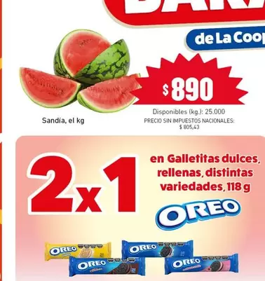Oreo - Sandia, Galletitas dulces
