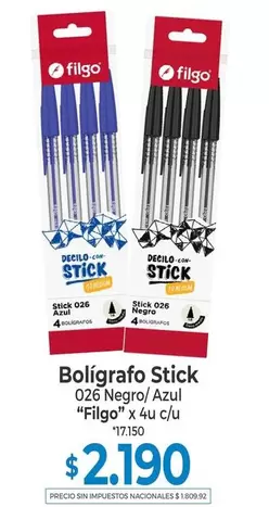 Negro - Bolígrafo Stick 026 /Azul