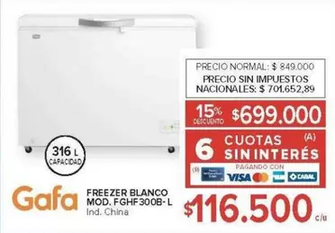 Gafa - FREEZER BLANCO MOD. FGHF300B-L