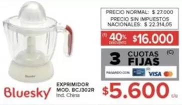 Bluesky - EXPRIMIDOR MOD. BCJ302R