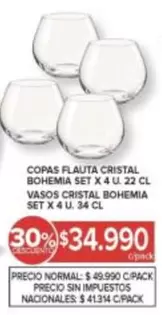 Cristal - COPAS FLAUTA CRISTAL BOHEMIA SET X 4 U