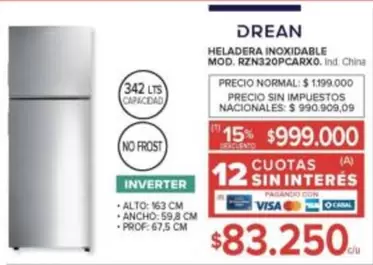 Drean - HELADERA INOXIDABLE MOD. RZN320PCARXO