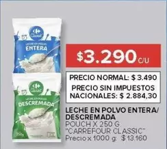 Carrefour - LECHE EN POLVO ENTERA/ DESCREMADA
