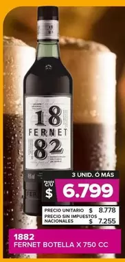 1882 - FERNET BOTELLA X 750 CC