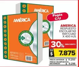 America - REPUESTO ESCOLAR N3 RAY/CUAD X 400 HJS