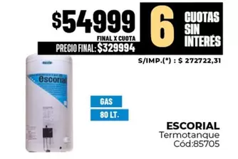 Escorial - Termotanque Cód:85705