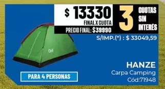 X$ - Carpa Camping Cód:71948