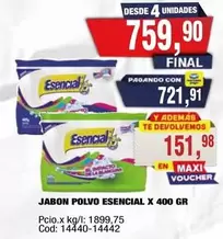 Esencial - JABON POLVO ESENCIAL X 400 GR